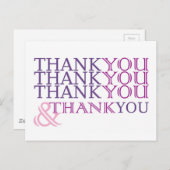 パープル感謝してい文字のサンキューカードありがとう ポストカード (正面/裏面)