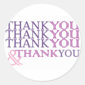 パープル感謝してい文字のサンキューカードありがとう ラウンドシール (正面)