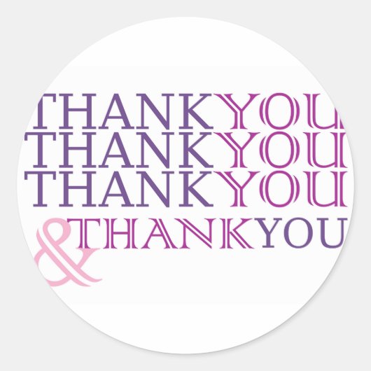 パープル感謝してい文字のサンキューカードありがとう ラウンドシール (正面)
