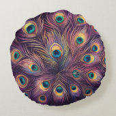 パープル懸命パステルズスケッチピーコックフェザー ラウンドクッション (裏面)
