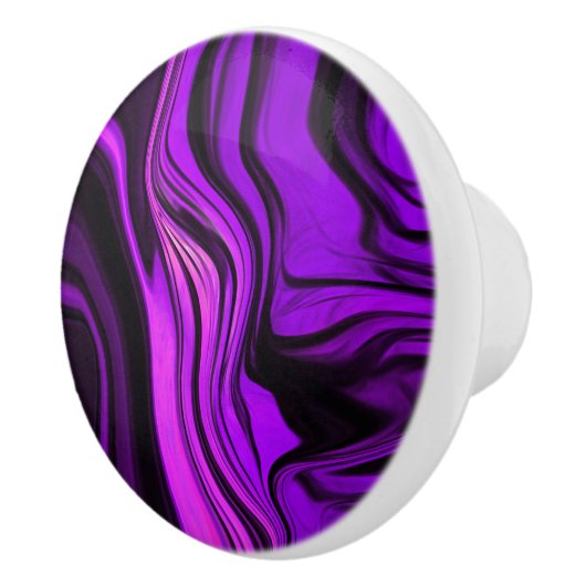 パープル抽象デザイン セラミックノブ (右)