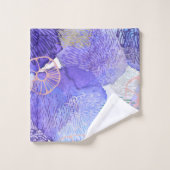 パープル抽象デザイン バスタオルセット (ウォッシュタオル)