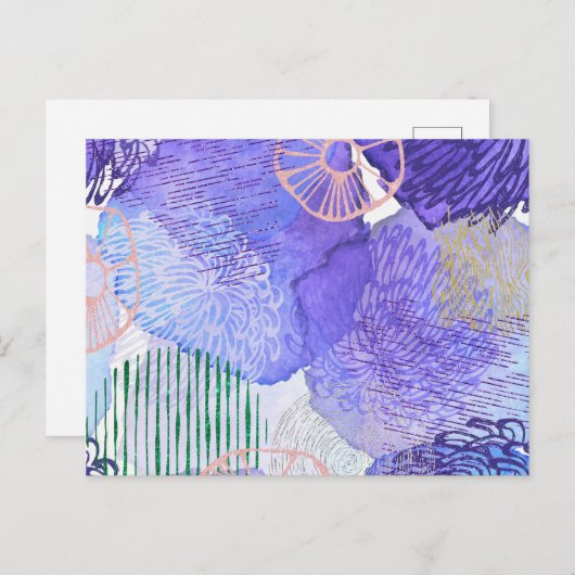 パープル抽象デザイン ポストカード (正面/裏面)