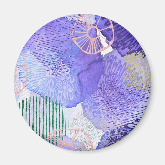 パープル抽象デザイン マグネット (正面)