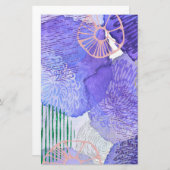 パープル抽象デザイン 便箋 (正面/裏面)