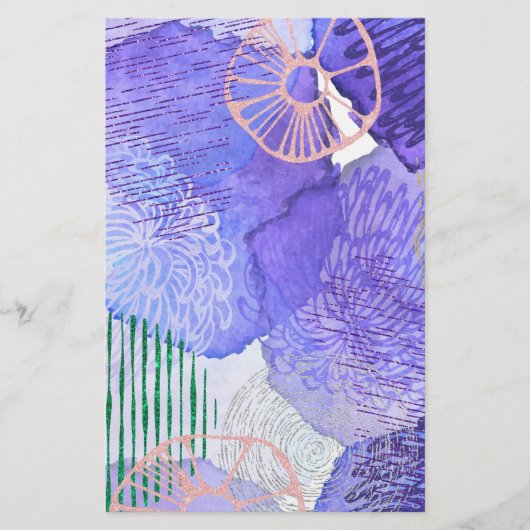 パープル抽象デザイン 便箋 (正面)