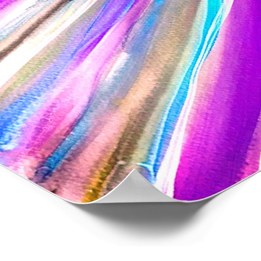 パープル抽象芸術おもしろい水色ファッショナブルユニーク ポスター (角)