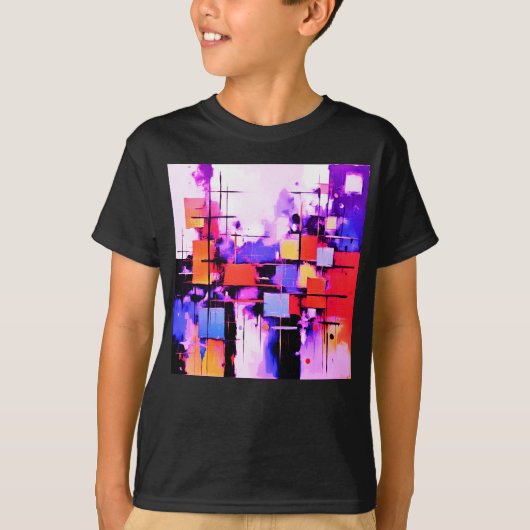 パープル抽象芸術アート108 Tシャツ (正面)