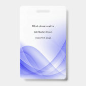 パープル抽象芸術ウェーブのビジネスフォトID バッジ (裏面)