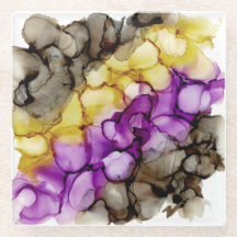 パープル抽象芸術ガラスコースター