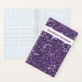 パープル抽象芸術グリッタールックテクスチャおよびカスタム文字 ノートブック (内側)