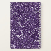 パープル抽象芸術グリッタールックテクスチャおよびカスタム文字 ノートブック (裏面)