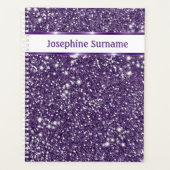 パープル抽象芸術グリッタールックテクスチャおよびカスタム文字 プランナー手帳 (正面)