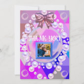 パープル抽象芸術ジオメトリックモダンパールボホシック サンキューカード (正面)