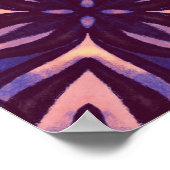 パープル抽象芸術フローラルパターンイエローインディゴボホ ポスター (角)