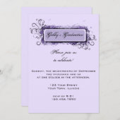 パープル抽象芸術フローラ卒業パーティー招待状 招待状 (正面/裏面)