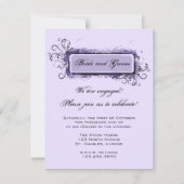 パープル抽象芸術フローラ婚約パーティ招待状 招待状 (正面)