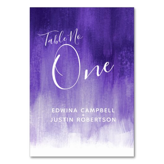 パープル抽象芸術モダンウォッシュアートテーブルナンバー1 テーブルナンバー (裏面)