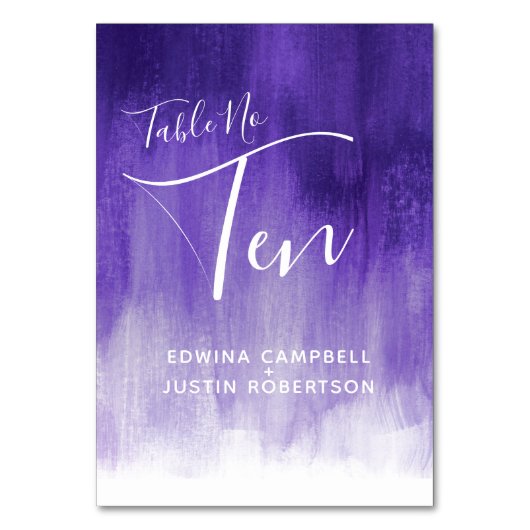 パープル抽象芸術モダンウォッシュアートテーブル番号10 テーブルナンバー (正面)