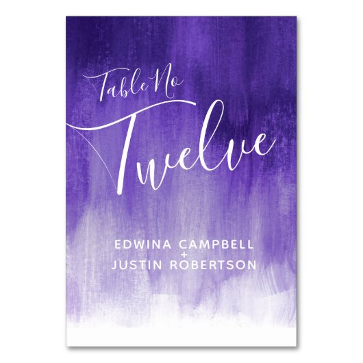 パープル抽象芸術モダンウォッシュアートテーブル番号12 テーブルナンバー (裏面)