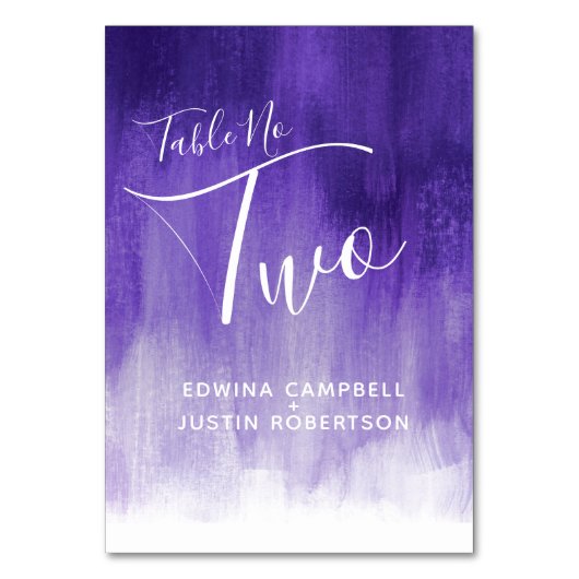パープル抽象芸術モダンウォッシュアートテーブル番号2 テーブルナンバー (正面)