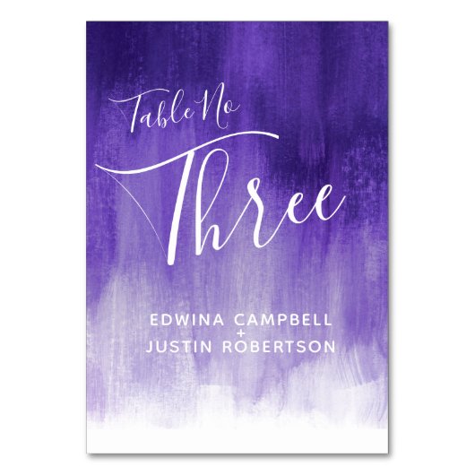パープル抽象芸術モダンウォッシュアートテーブル番号3 テーブルナンバー (正面)