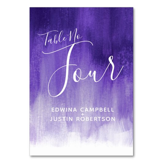 パープル抽象芸術モダンウォッシュアートテーブル番号4 テーブルナンバー (正面)