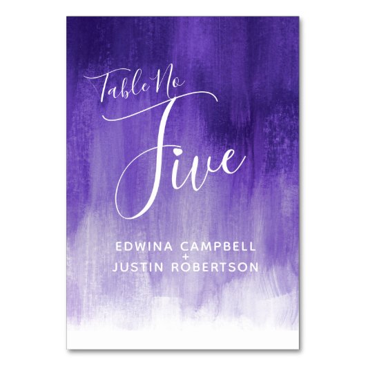 パープル抽象芸術モダンウォッシュアートテーブル番号5 テーブルナンバー (正面)