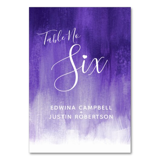 パープル抽象芸術モダンウォッシュアートテーブル番号6 テーブルナンバー (裏面)