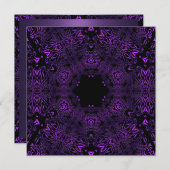パープル抽象芸術招待状誕生日パーティー 招待状 (正面/裏面)