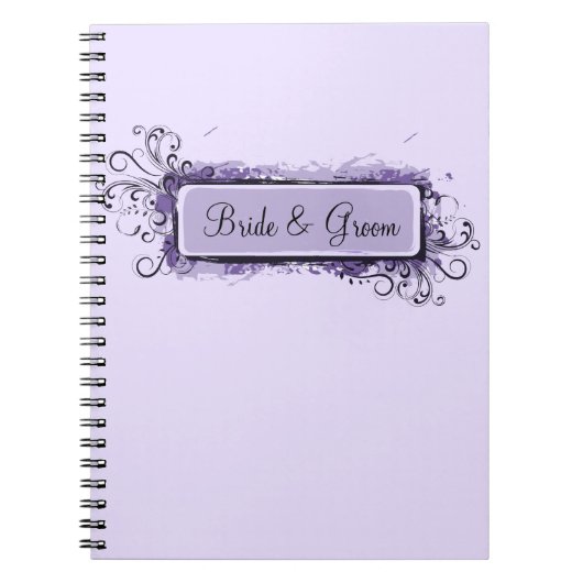 パープル抽象芸術結婚フローラ ノートブック (正面)