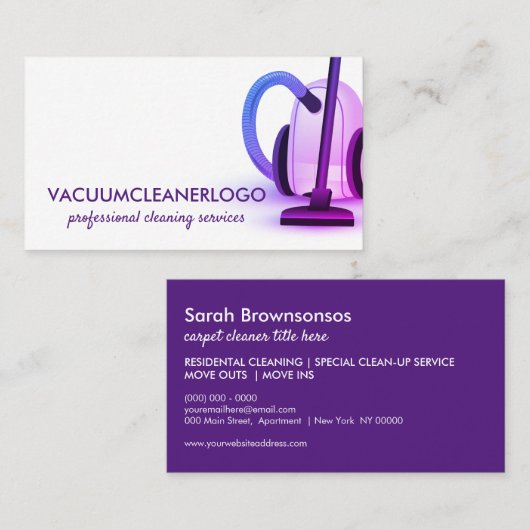 パープル掃除機ホームクリーニングハウスキーパー 名刺 (正面/裏面)