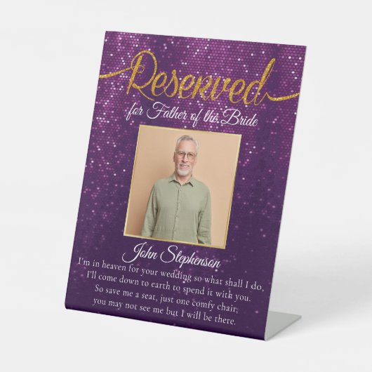 パープル救グリッターAシート写真結婚の記念碑 台座サイン (正面)