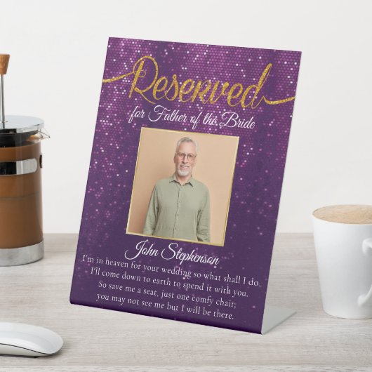 パープル救グリッターAシート写真結婚の記念碑 台座サイン (インサイチュ)