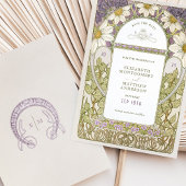 パープル救デイジーデイトヴィンテージアールヌーボーミュシャ 招待状