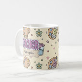 パープル教師アート用品パターン  コーヒーマグカップ (正面左)