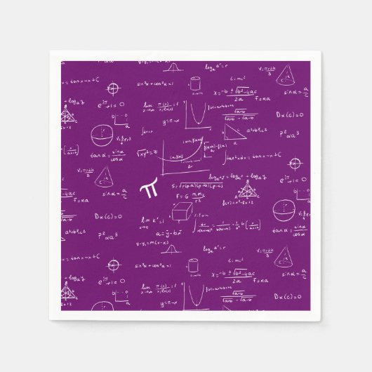 パープル数学の方程式グラフィック卒業 スタンダードカクテルナプキン (正面)