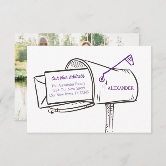 パープル新しいアドレスのメールボックスの移動 (正面/裏面)