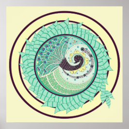 パープル新しいピーコックアートポスター ポスター