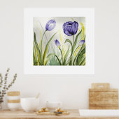 パープル春チューリップ ポスター (キッチン)