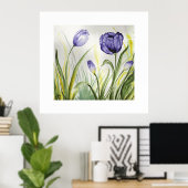 パープル春チューリップ ポスター (ホームオフィス)