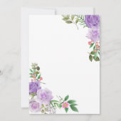 パープル春フローラガールベビーシャワー 招待状 (裏面)