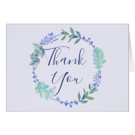 パープル春フローラリースサンキューカード