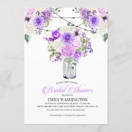 パープル春フローラ花瓶ブライダルシャワー招待 招待状