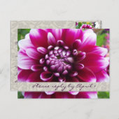 パープル暗い赤紫色ダリアrsvp インビテーションポストカード (正面/裏面)