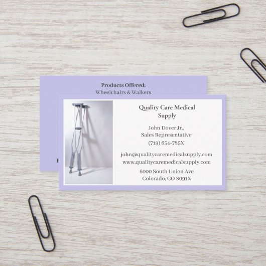 パープル松葉装備医療シニア気に 名刺 (正面/裏面インサイチュ)