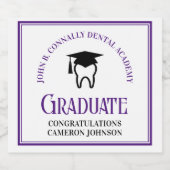 パープル歯科学校カスタム卒業式パーティー スパークリングワインラベル (シングルラベル)