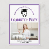 パープル歯科学校写真カスタム卒業パーティー インビテーションポストカード (正面)