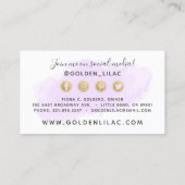 パープル水彩及び金ゴールドSNSネットワーク 名刺 (裏面)