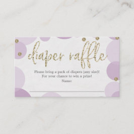 パープル水玉模様おむつラッフルベビーシャワーカード エンクロージャーカード